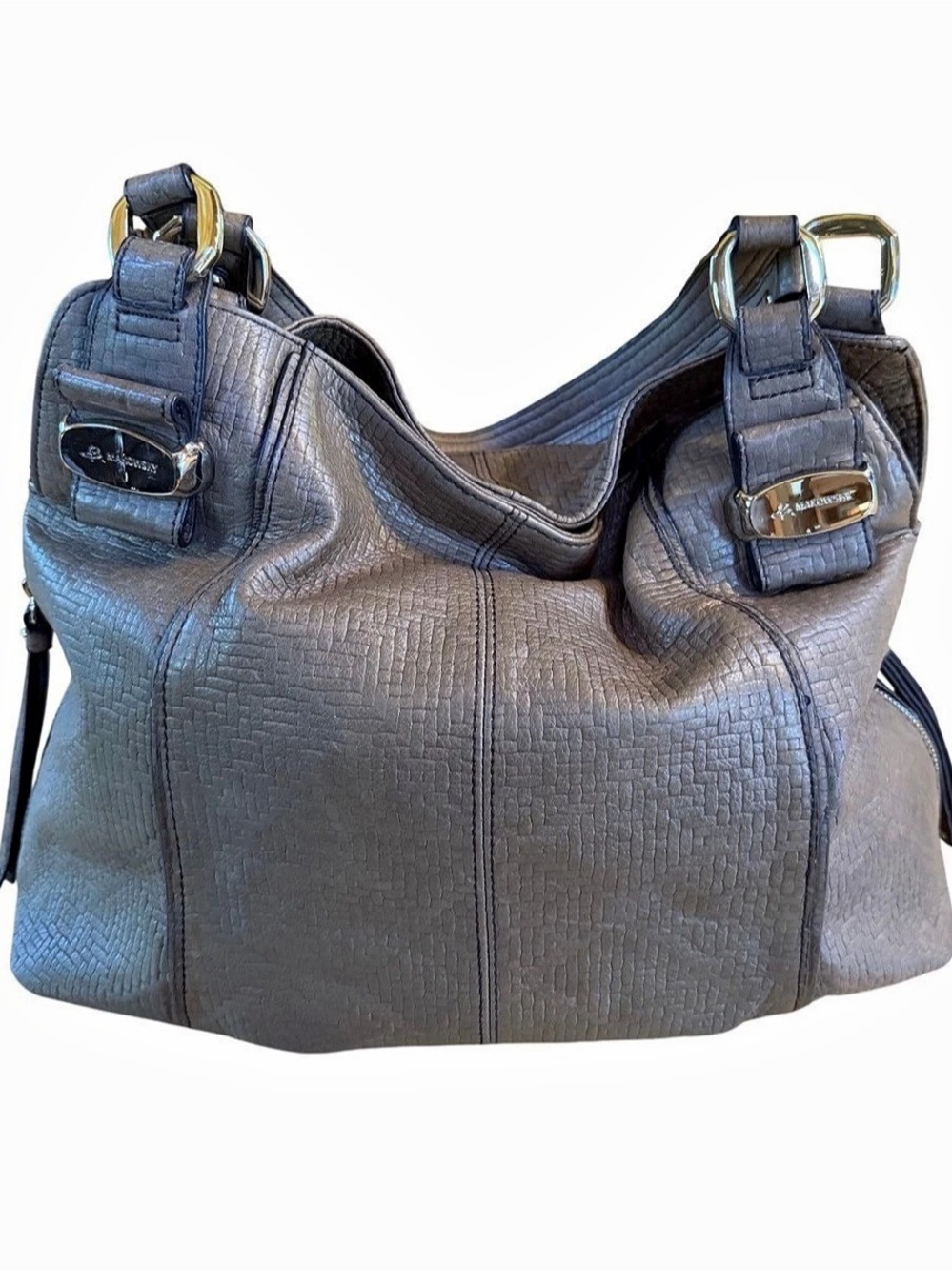 B Makowsky Embossed Leather Hobo in Brown Like New